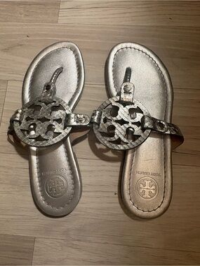 Tory Burch Metallic Silver Sandals